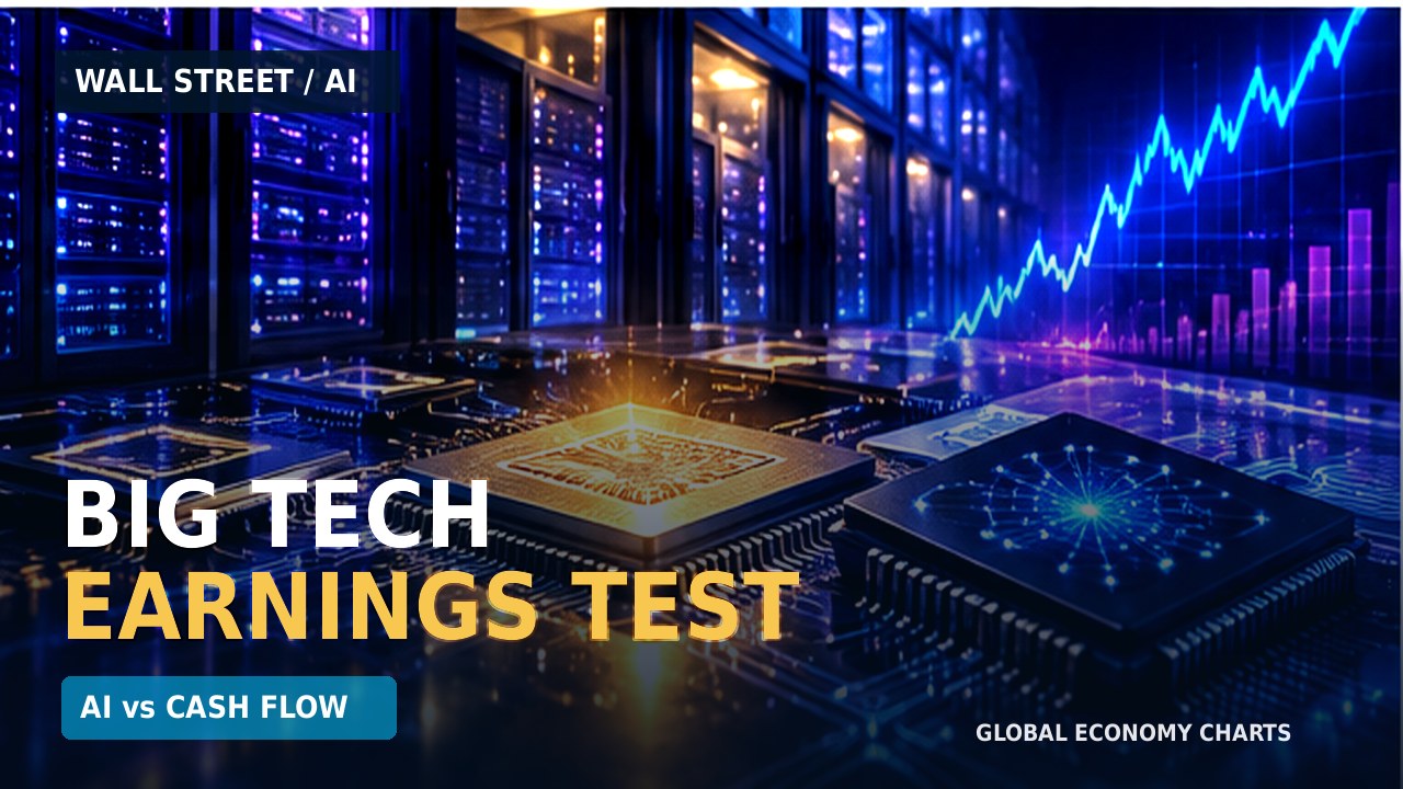 Technology data center and AI chips illustrating big tech earnings and cash flow